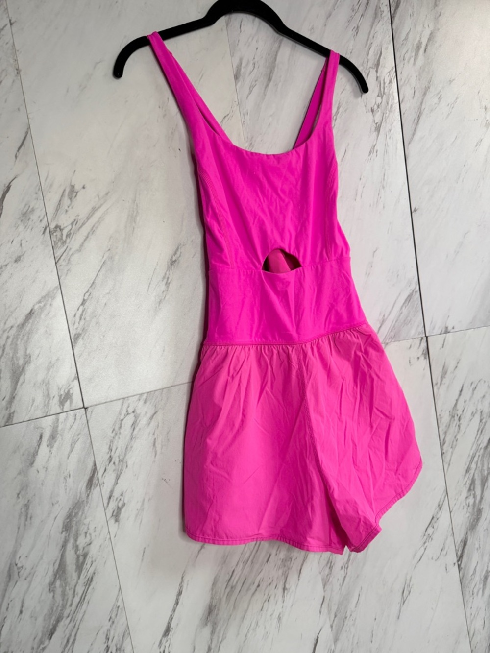 Hot Pink Crisscross Cutout Active Yoga Bodysuit Romper SZ S - Picture 3 of 6